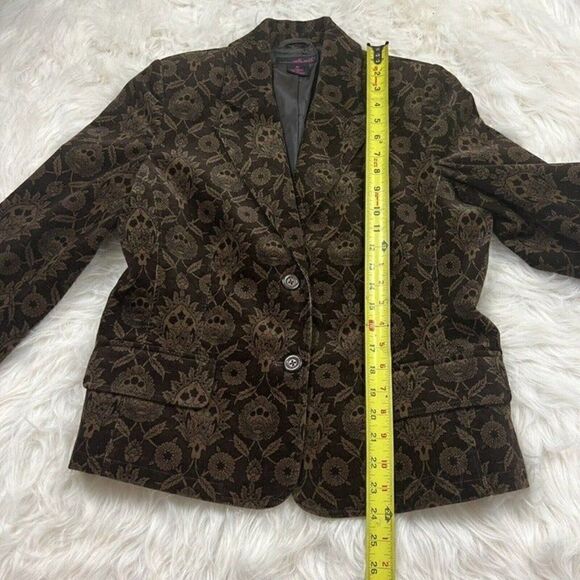 Willi Smith Vintage Floral Tapestry Brown Corduroy Jacket Blazer Jacket Sz 10 - Picture 5 of 10